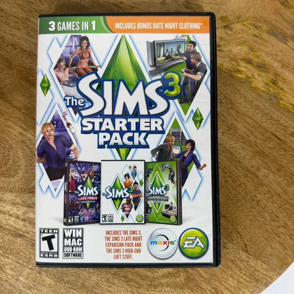 The Sims 3 Starter Pack PC Mac 3 Games in 1 Late Night High-End Loft Stuff DVD